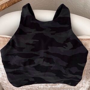 Athleta Razor back black and gray camo sports bra top